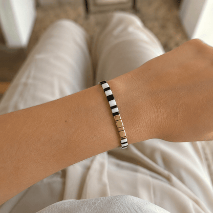 Zebra Tile-Perlenarmband