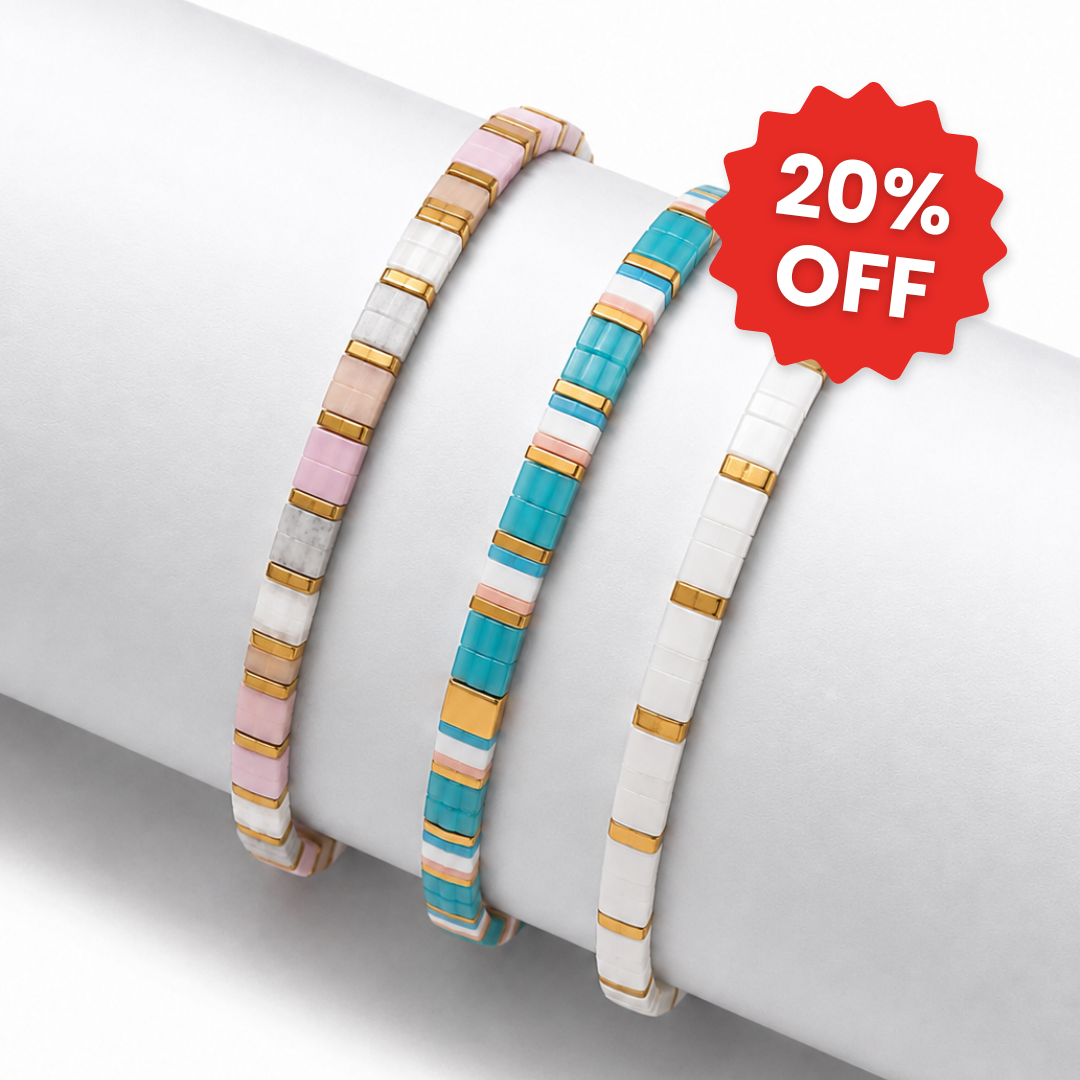Blush (Set mit 3 Tile-Perlenarmbands)