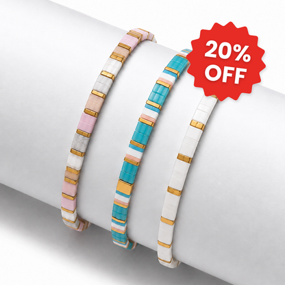 Blush (Set mit 3 Tile-Perlenarmbands)
