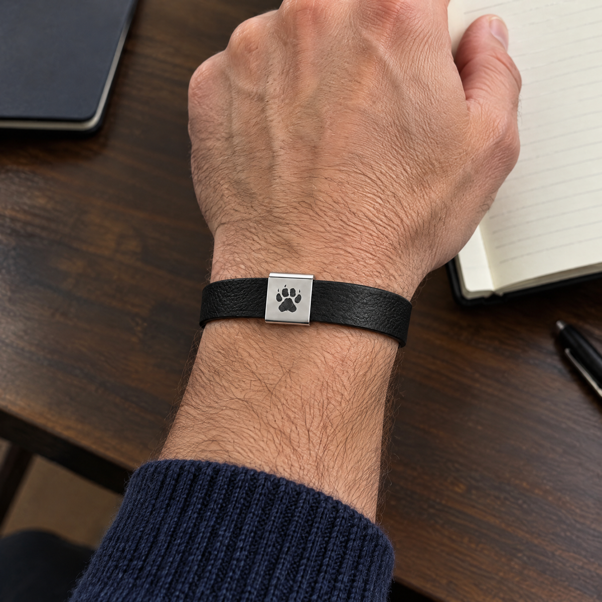 Shepherd Herren-Armband (Schwarz) am Handgelenk getragen