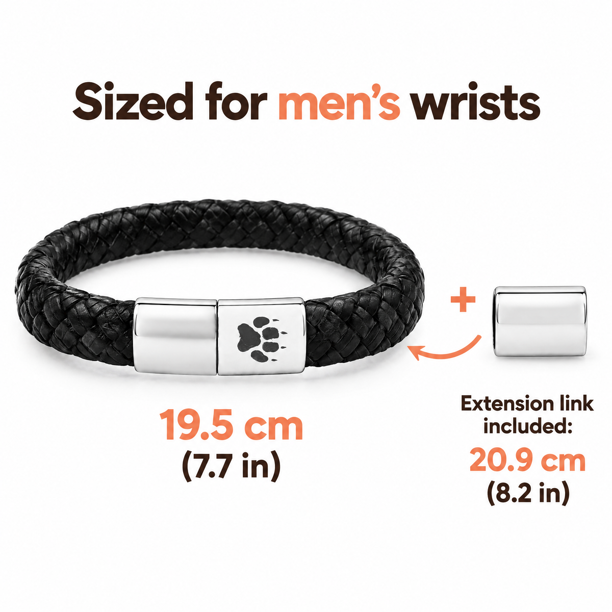 Größenangaben des Ranger Herren-Armband für Männerhandgelenke