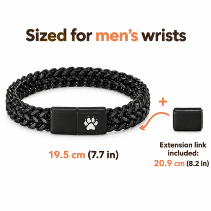 Größenangaben des Raven Herren-Armband für Männerhandgelenke