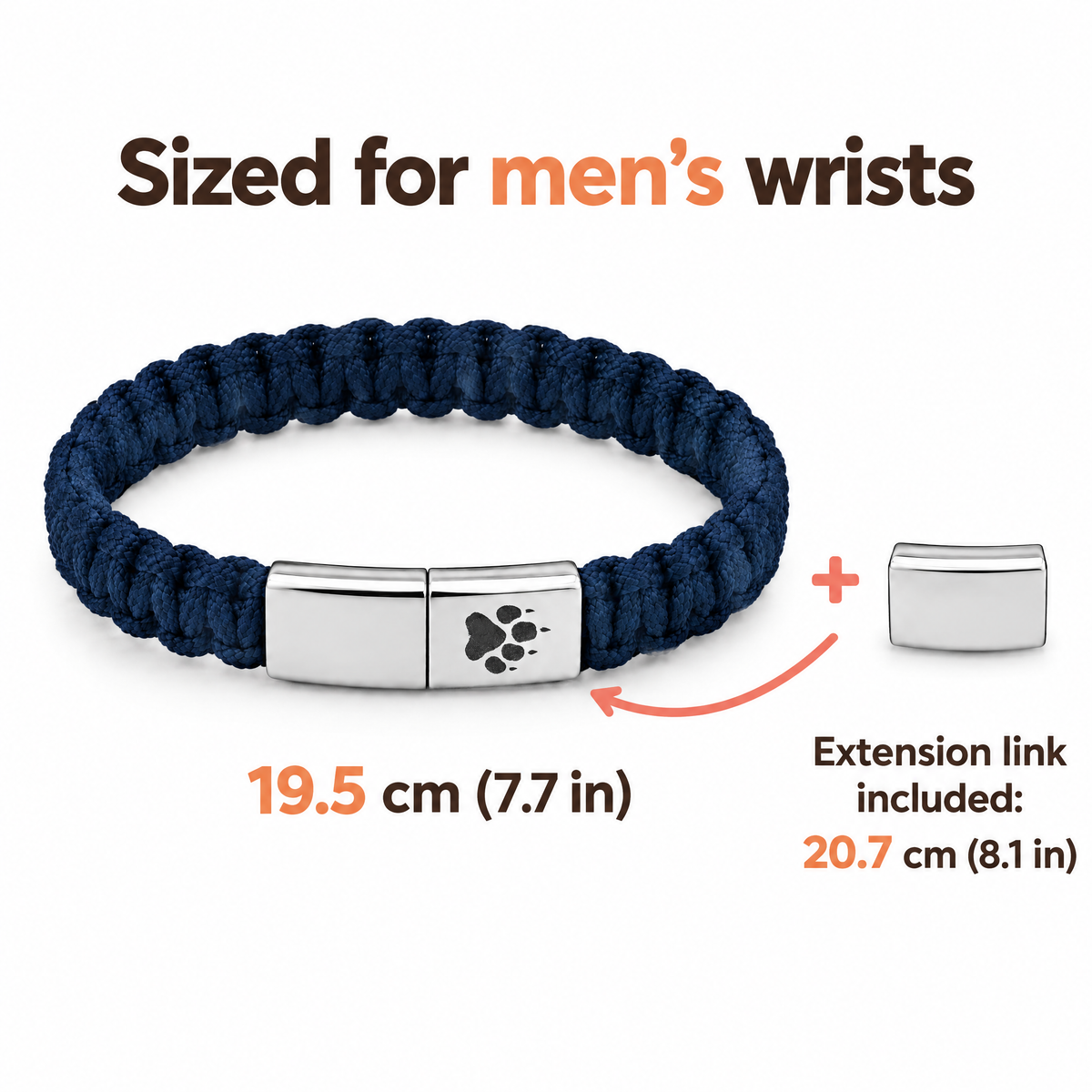 Größenangaben des Harbor Herren-Armband für Männerhandgelenke