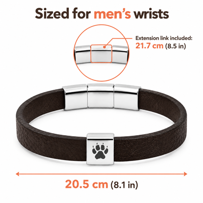 Größenangaben des Shepherd Herren-Armband (Dunkelbraun) für Männerhandgelenke